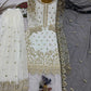 Designer Faux Georgette Embroidered Sharara Set