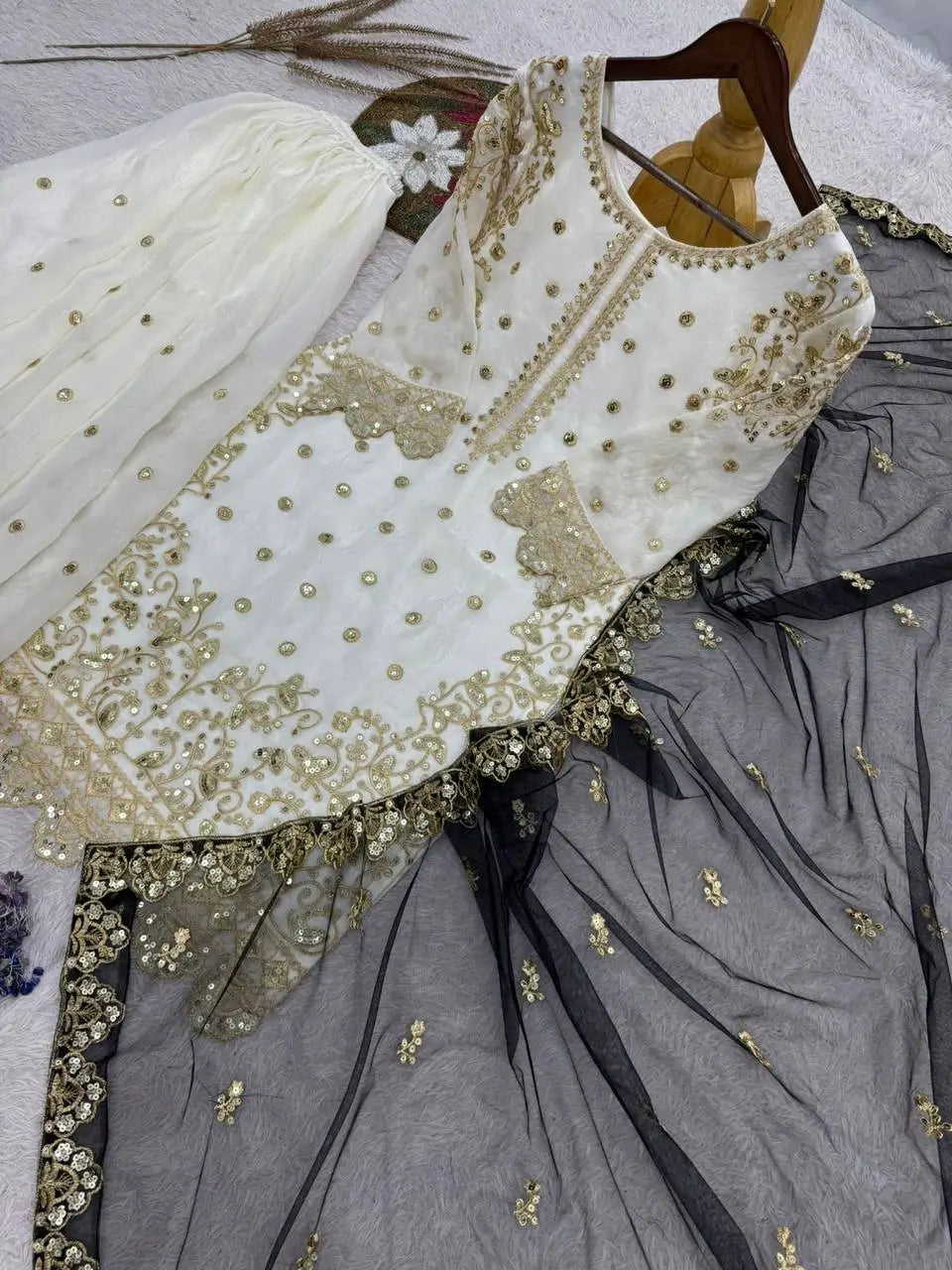 Designer Faux Georgette Embroidered Sharara Set
