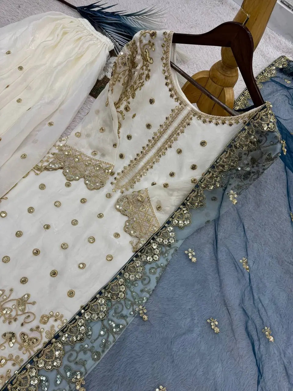Designer Faux Georgette Embroidered Sharara Set