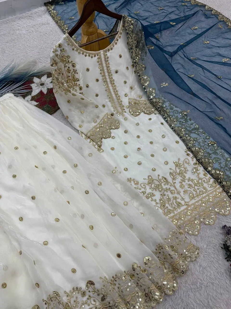 Designer Faux Georgette Embroidered Sharara Set
