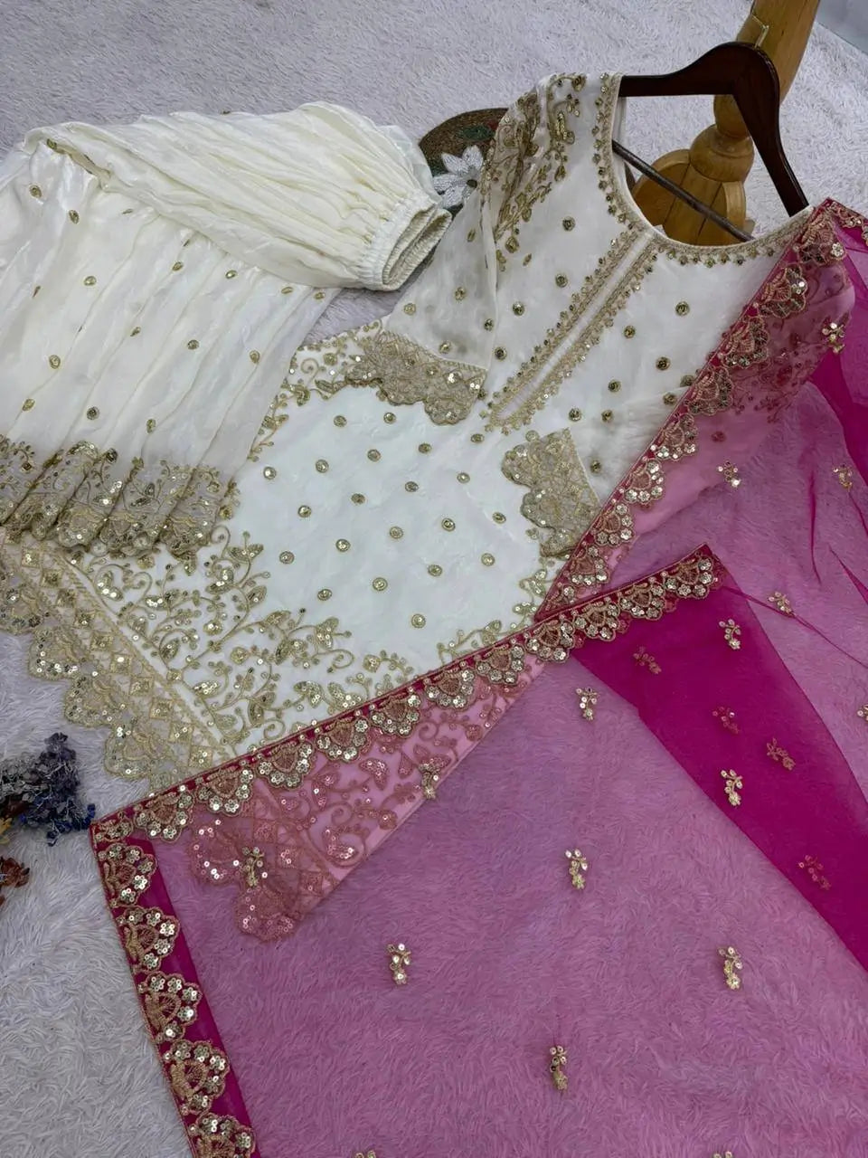 Designer Faux Georgette Embroidered Sharara Set