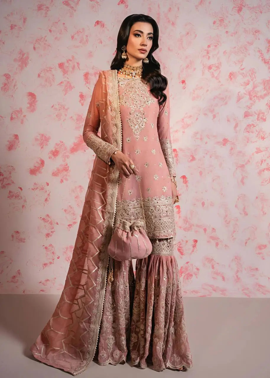 Designer Faux Georgette Embroidered Sharara Set