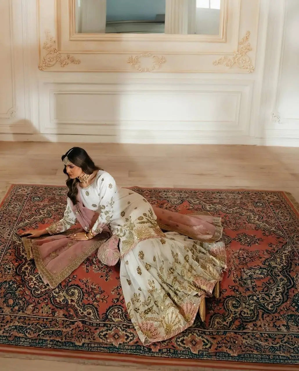 Designer Faux Georgette Embroidered Sharara Set