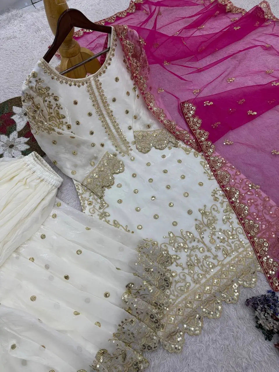 Designer Faux Georgette Embroidered Sharara Set