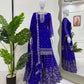 Designer Faux Georgette Embroidered Sharara Set with Dupatta | Mustard & Royal Blue | Festive & Wedding Wear