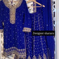 Designer Faux Georgette Embroidered Sharara Set with Dupatta | Mustard & Royal Blue | Festive & Wedding Wear