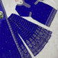 Designer Faux Georgette Embroidered Sharara Set with Dupatta | Mustard & Royal Blue | Festive & Wedding Wear