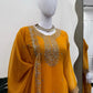 Designer Faux Georgette Embroidered Sharara Set with Dupatta | Mustard & Royal Blue | Festive & Wedding Wear