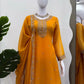 Designer Faux Georgette Embroidered Sharara Set with Dupatta | Mustard & Royal Blue | Festive & Wedding Wear