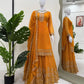 Designer Faux Georgette Embroidered Sharara Set with Dupatta | Mustard & Royal Blue | Festive & Wedding Wear