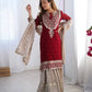 Designer Faux Georgette Embroidered Sharara Suit Set