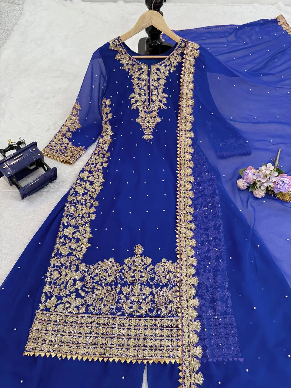 Designer Faux Georgette Embroidered Suit Set