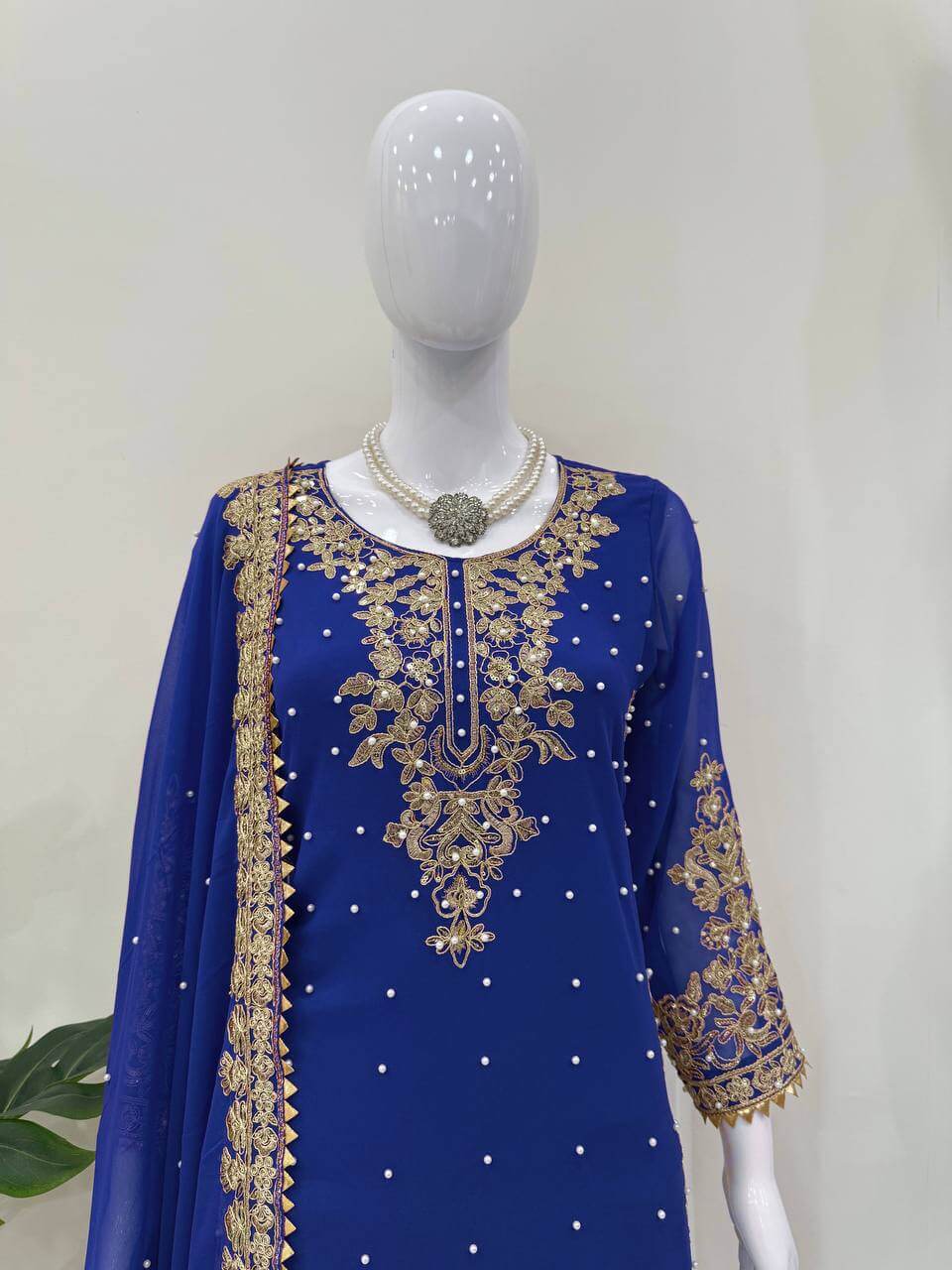 Designer Faux Georgette Embroidered Suit Set