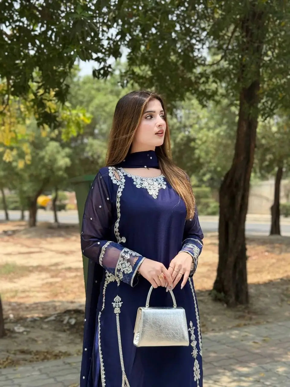 Designer Faux Georgette Embroidered Suit Set