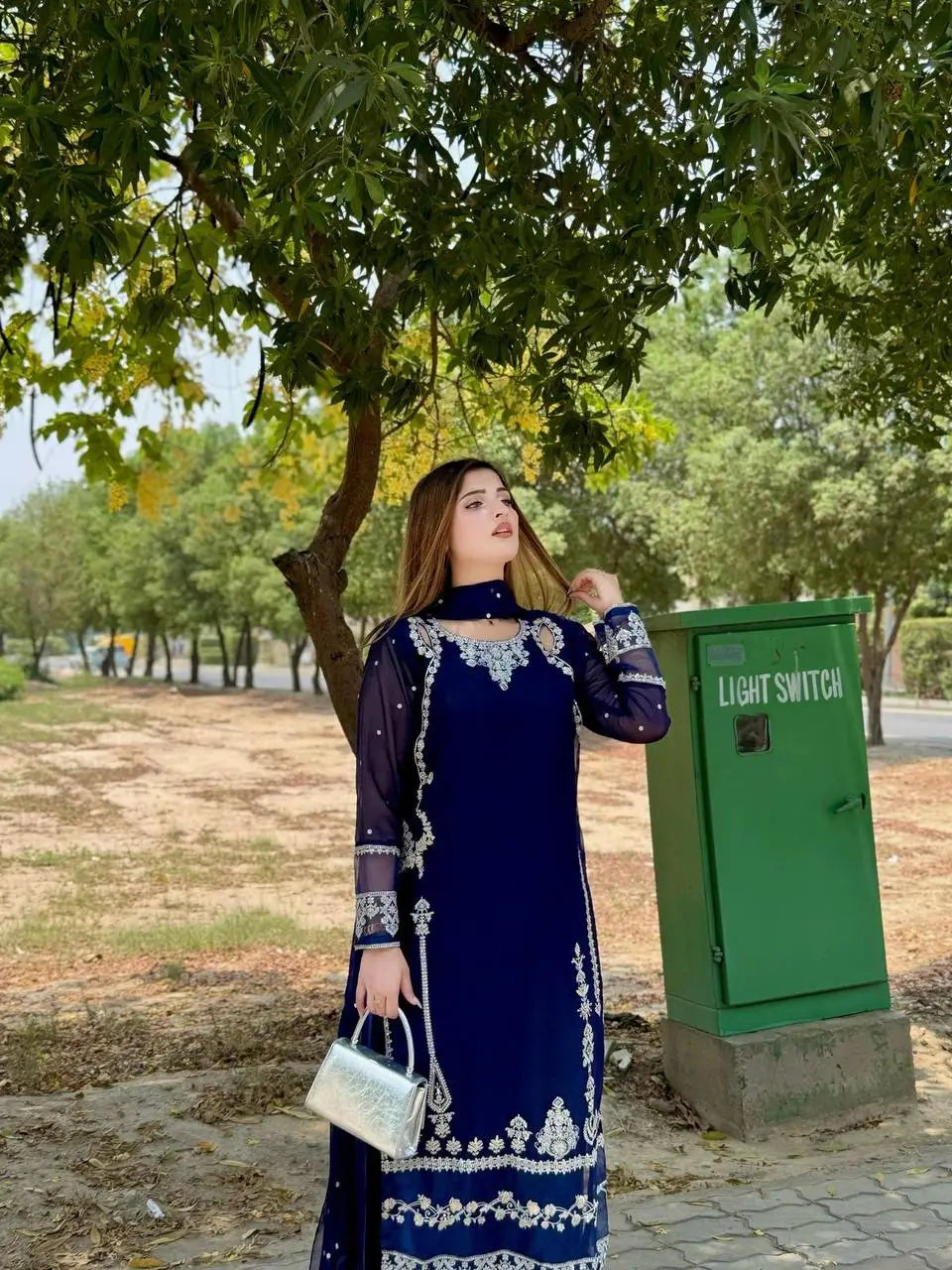 Designer Faux Georgette Embroidered Suit Set