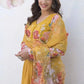 Designer Faux Georgette Floral Embroidered Gown Set