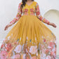 Designer Faux Georgette Floral Embroidered Gown Set