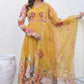 Designer Faux Georgette Floral Embroidered Gown Set