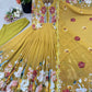 Designer Faux Georgette Floral Embroidered Gown Set