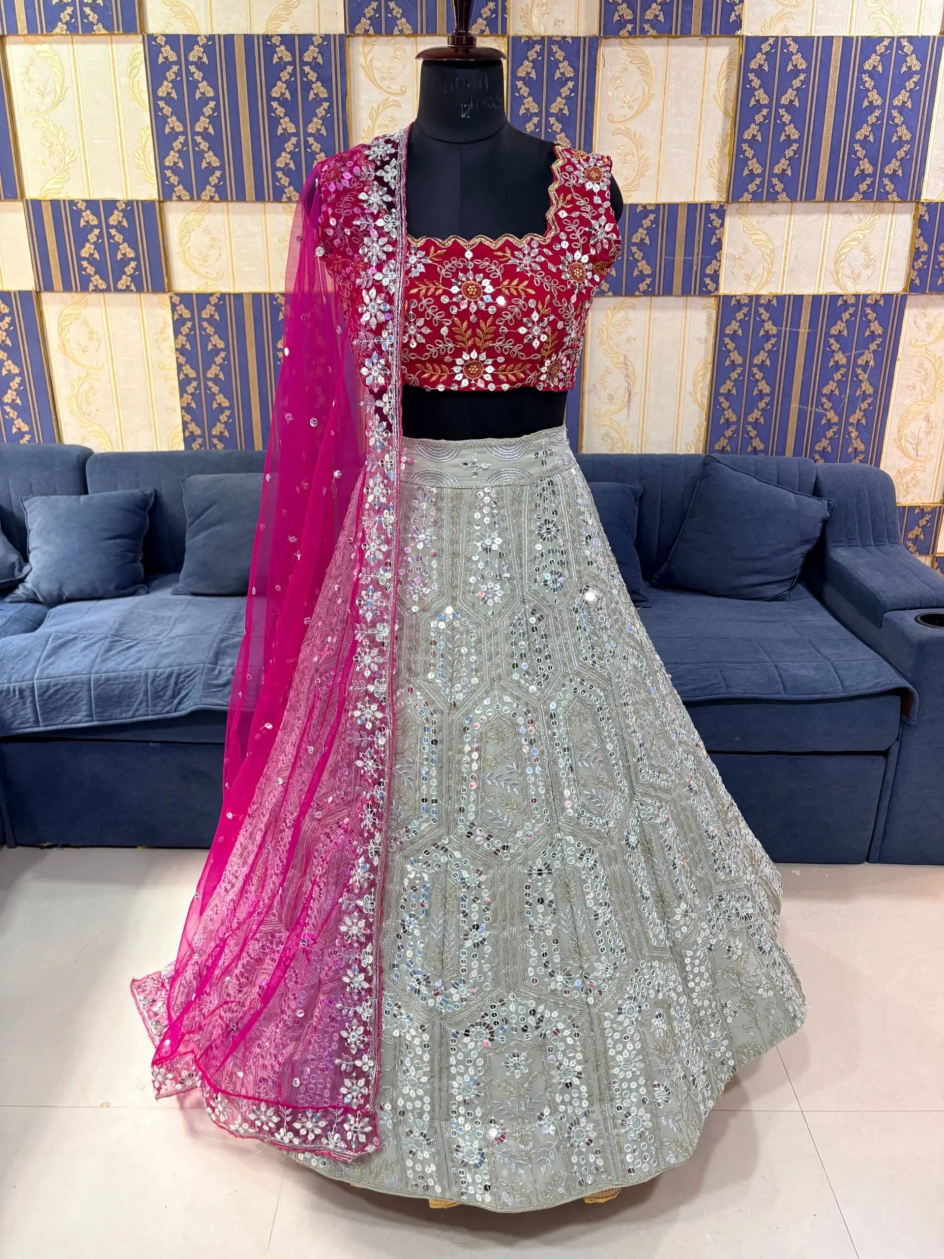 Designer Faux Georgette Lehenga Choli Set for Wedding and Reception Wear