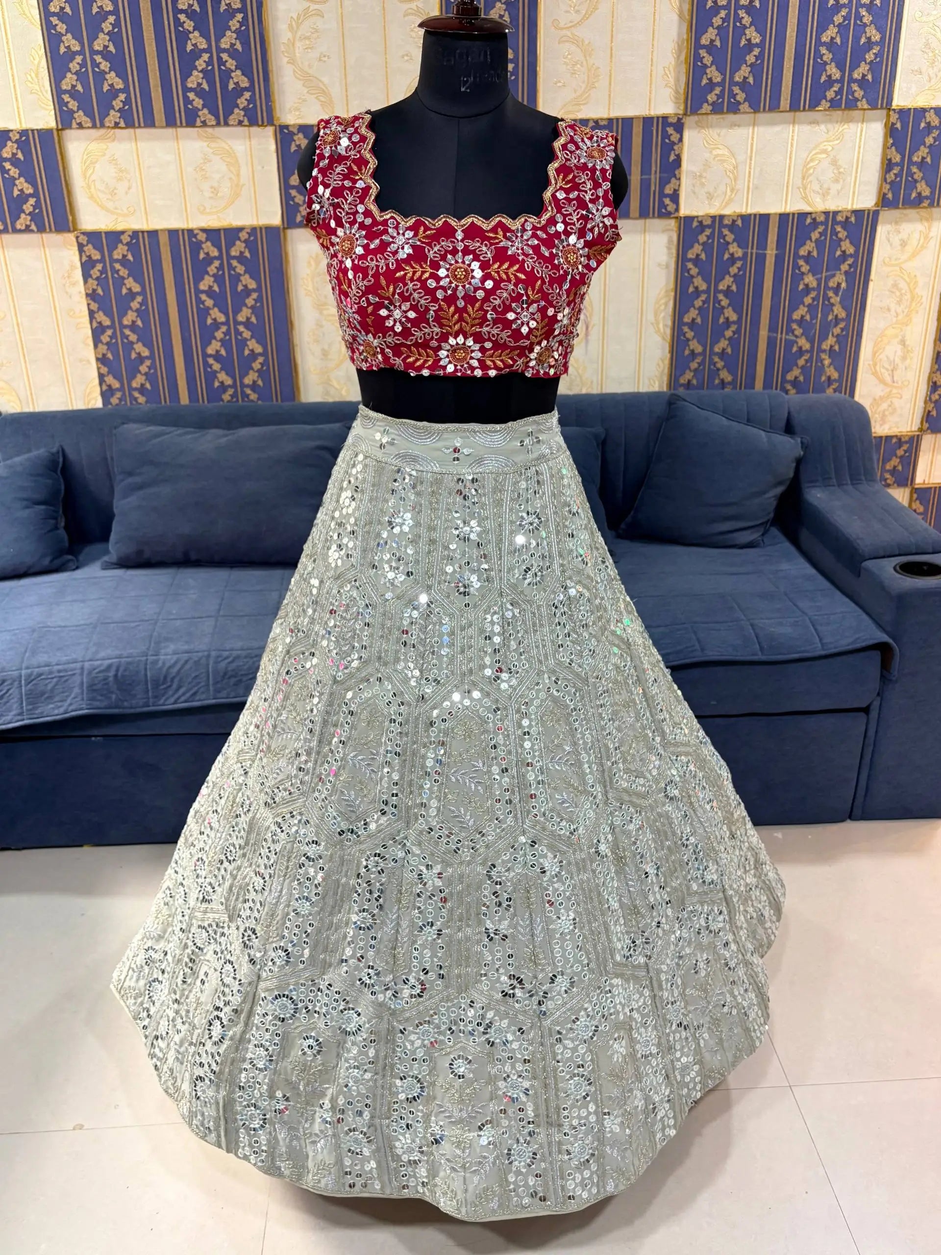Designer Faux Georgette Lehenga Choli Set for Wedding and Reception Wear