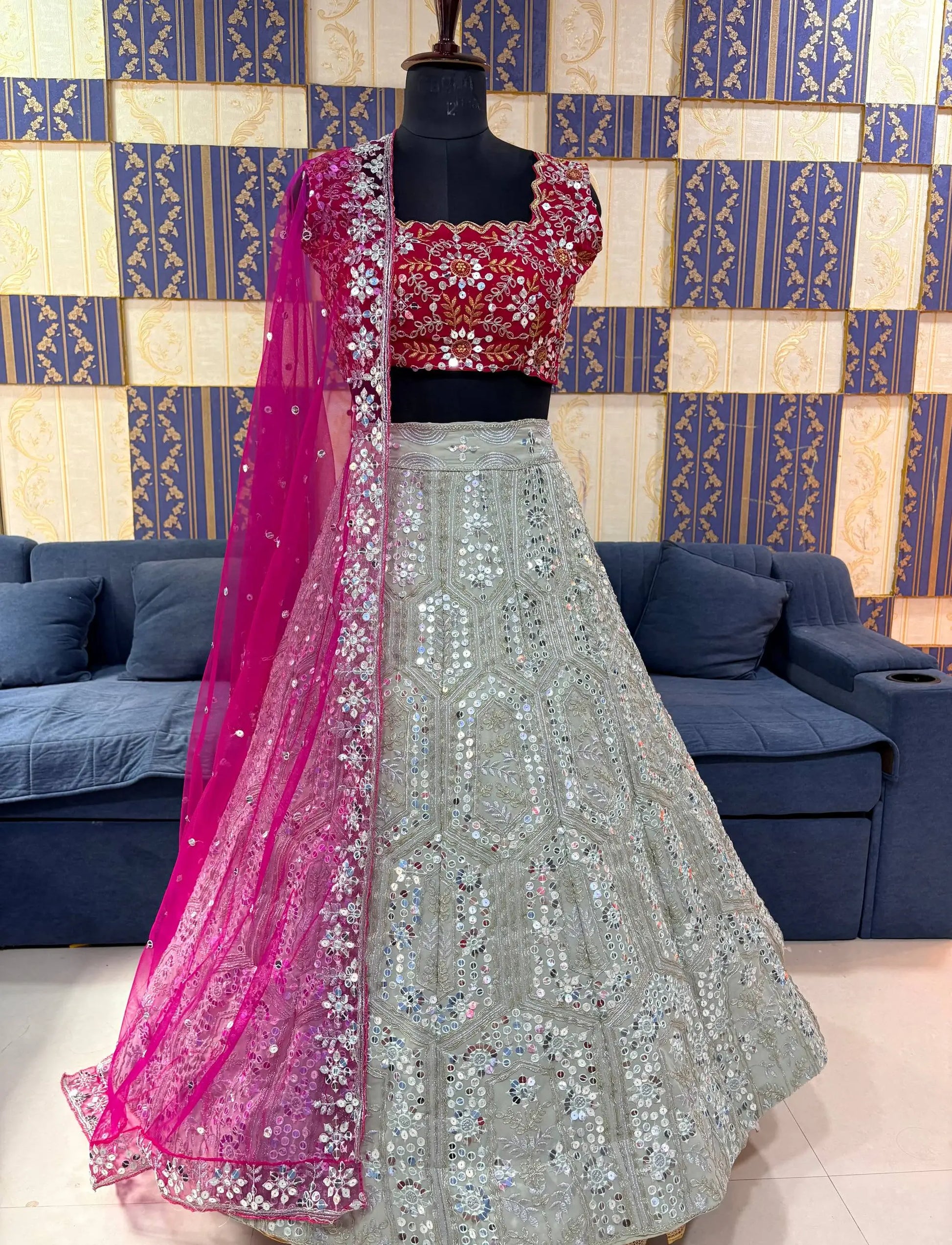Designer Faux Georgette Lehenga Choli Set for Wedding and Reception Wear