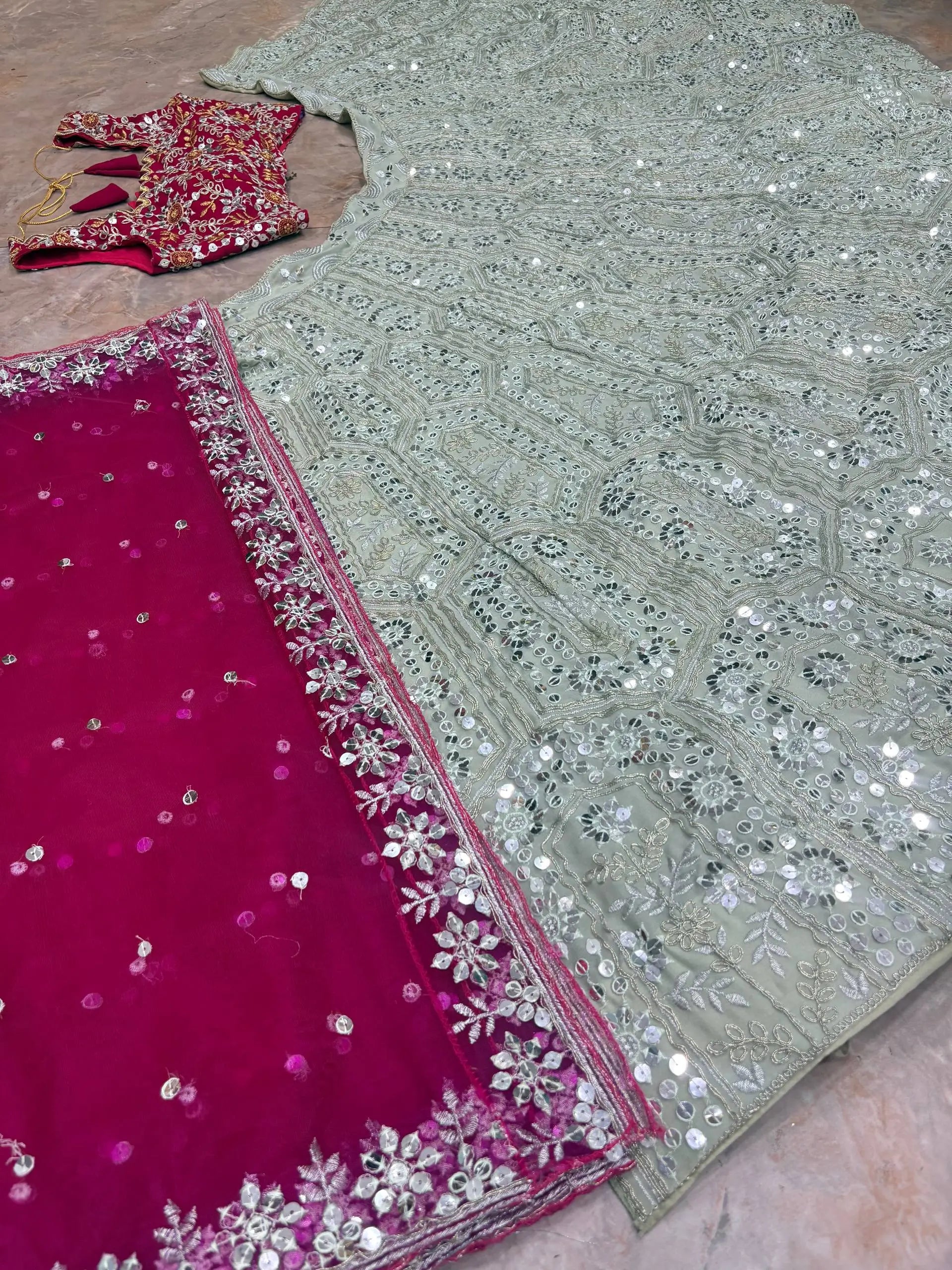 Designer Faux Georgette Lehenga Choli Set for Wedding and Reception Wear