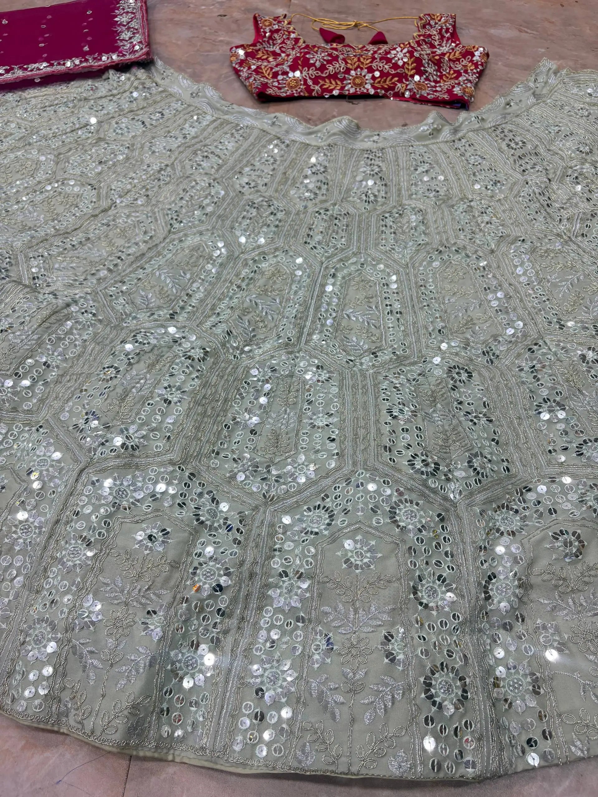 Designer Faux Georgette Lehenga Choli Set for Wedding and Reception Wear