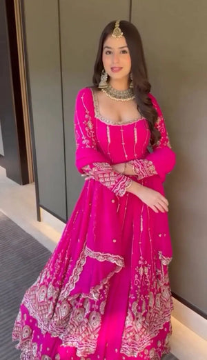 Designer Faux Georgette Thread and Sequin Lehenga Set