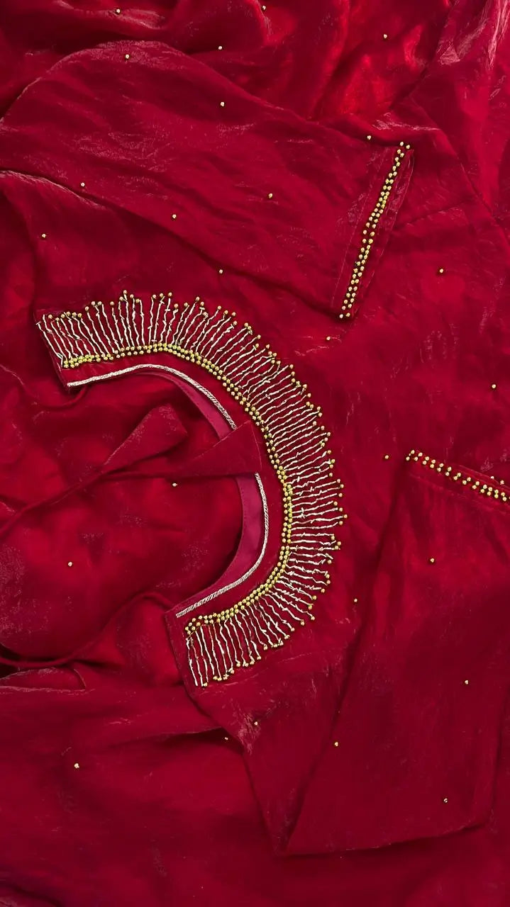 Designer Fendy Silk Embroidered Gown Set