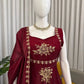 Designer Fendy Silk Gown Palazzo Set for Festive and Party Wear