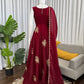 Designer Fendy Silk Gown Palazzo Set for Festive and Party Wear