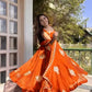 Designer Fendy Silk Gown Palazzo Set for Festive and Party Wear