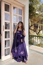 Designer Fendy Silk Gown Palazzo Set for Festive and Party Wear