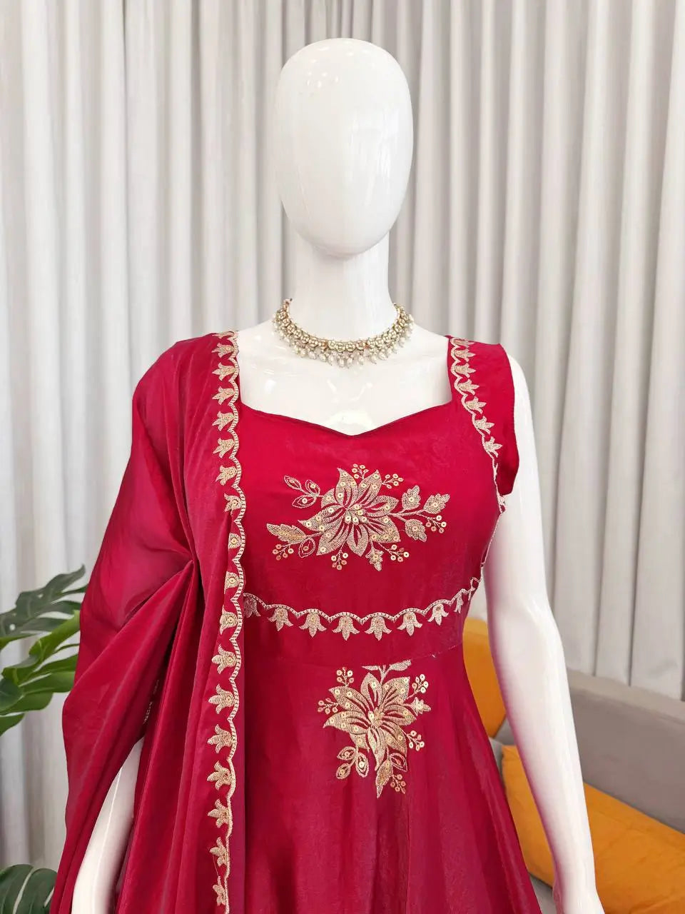 Designer Fendy Silk Gown Palazzo Set for Festive and Party Wear