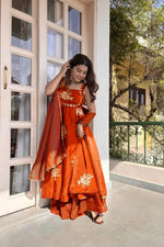 Designer Fendy Silk Gown Palazzo Set for Festive and Party Wear