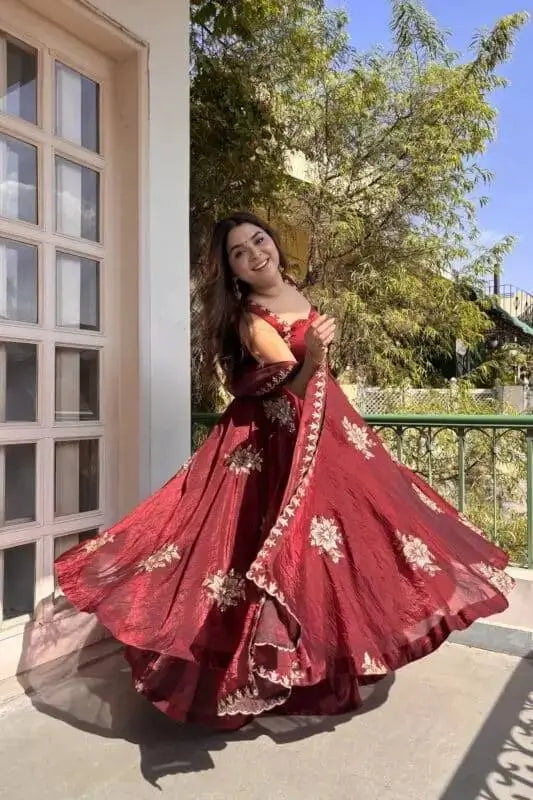 Designer Fendy Silk Gown Palazzo Set for Festive and Party Wear