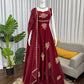 Designer Fendy Silk Gown Palazzo Set for Festive and Party Wear
