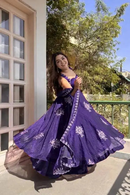 Designer Fendy Silk Gown Palazzo Set for Festive and Party Wear