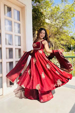 Designer Fendy Silk Gown Sharara Set for Festive and Wedding Wear