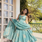 Designer Fendy Silk Gown Sharara Set for Festive and Wedding Wear