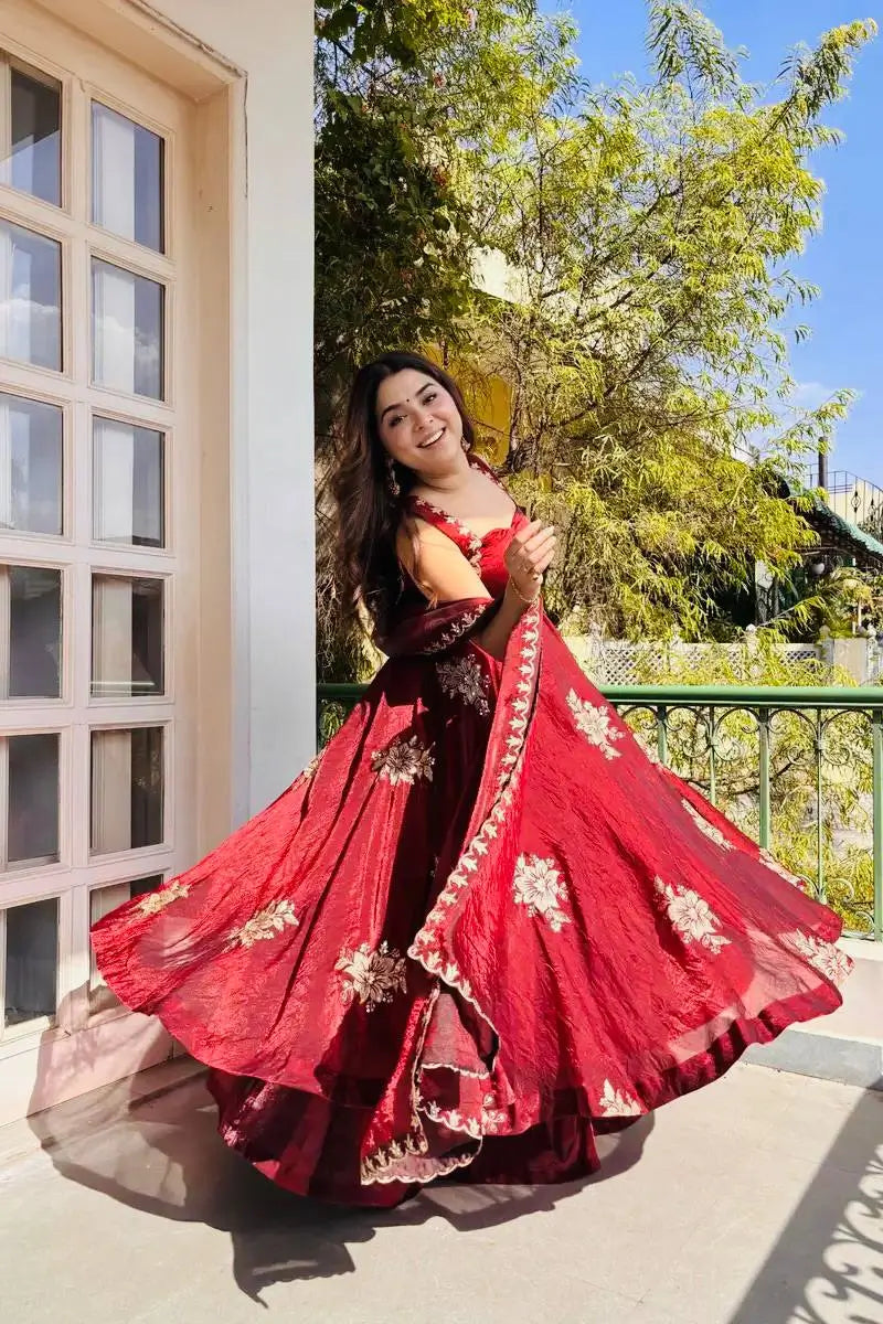 Designer Fendy Silk Gown Sharara Set for Festive and Wedding Wear