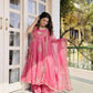 Designer Fendy Silk Gown Sharara Set for Festive and Wedding Wear