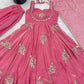 Designer Fendy Silk Gown Sharara Set for Festive and Wedding Wear
