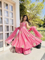 Designer Fendy Silk Gown Sharara Set for Festive and Wedding Wear