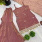 Designer Fendy Silk Mirror Work Sharara Set for Festive and Party Wear