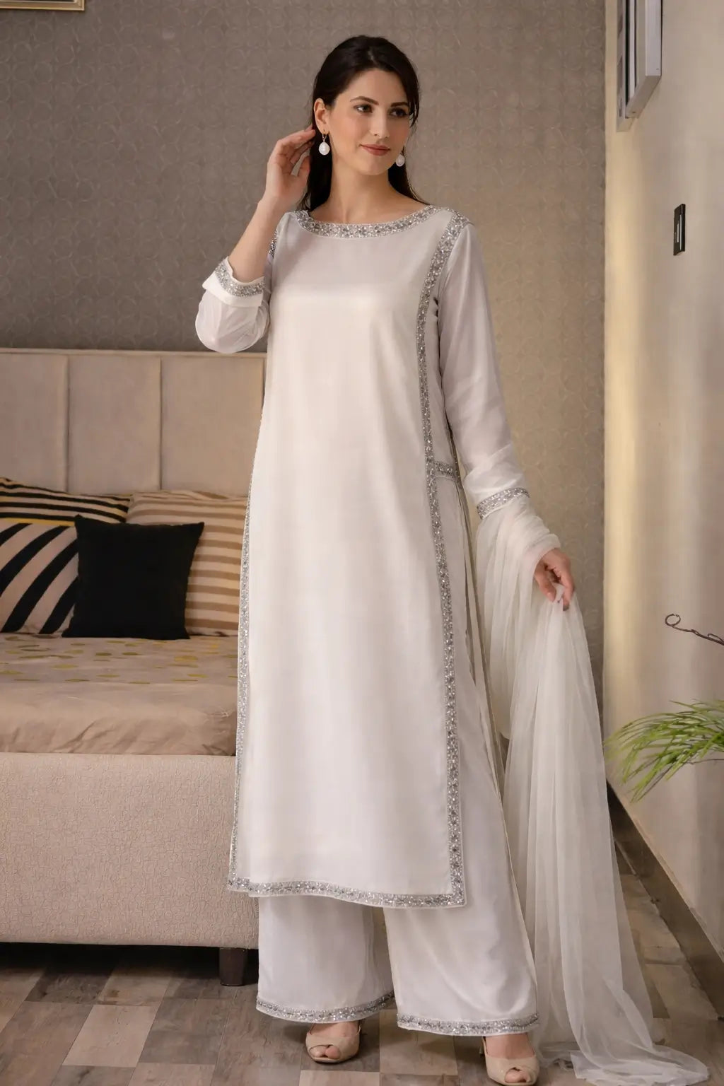 Designer Fendy Silk Plazo Set for Festive and Casual Occasion Wear