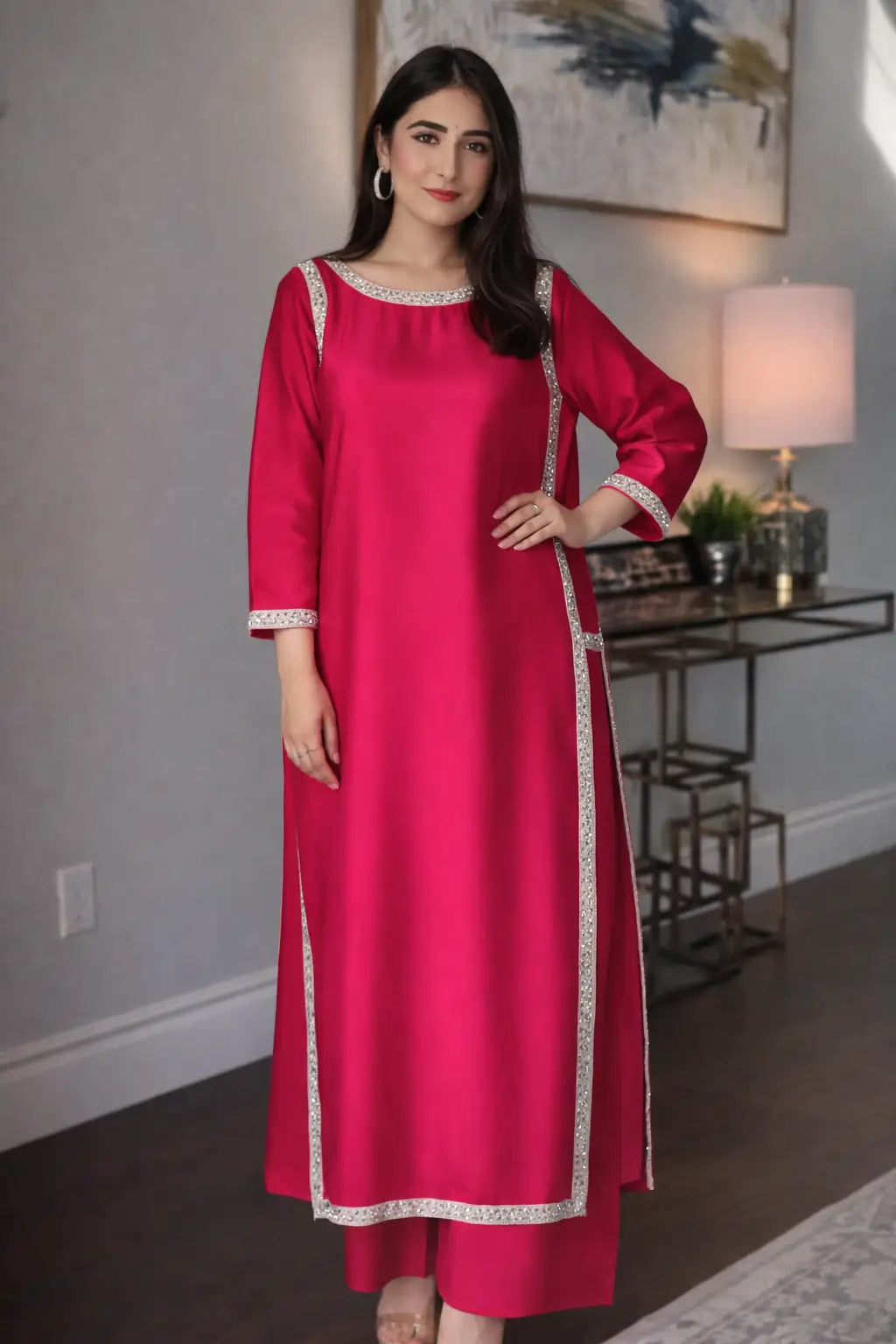 Designer Fendy Silk Plazo Set for Festive and Casual Occasion Wear