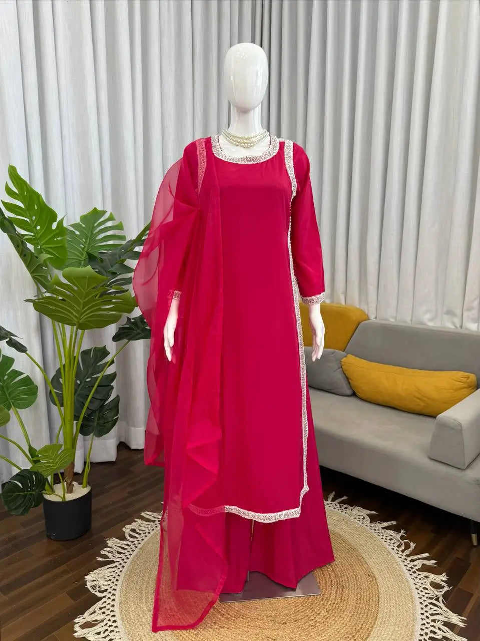 Designer Fendy Silk Plazo Set for Festive and Casual Occasion Wear