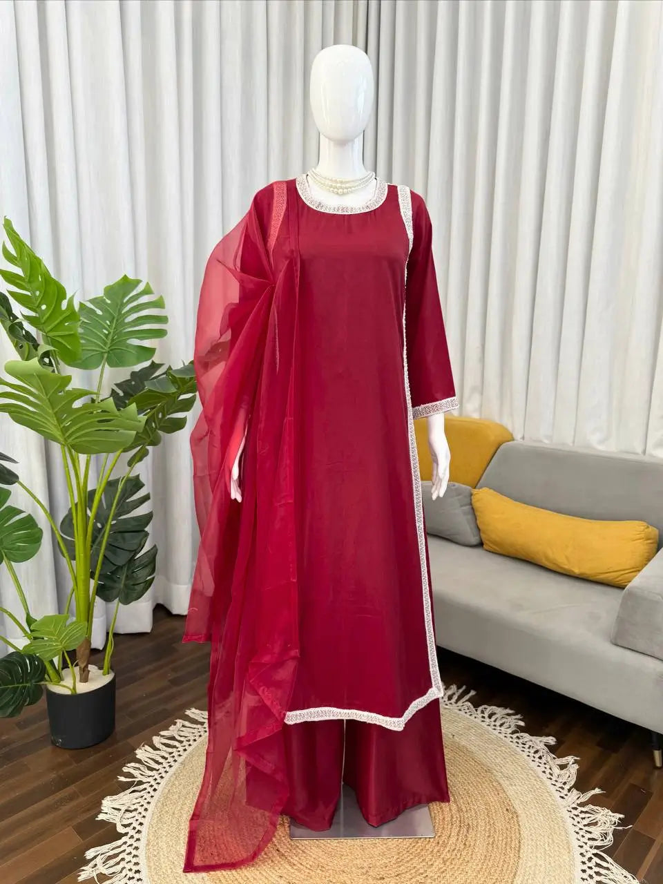 Designer Fendy Silk Plazo Set for Festive and Casual Occasion Wear
